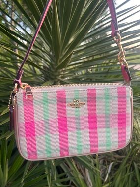 COACH New Nolita 19 with Pink and Mint Plaid print